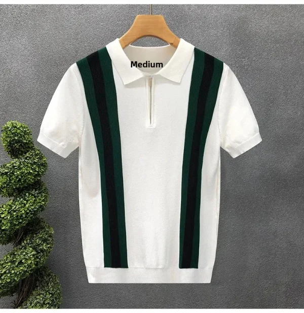 Lucco Milano – Striped Knit Polo Tee